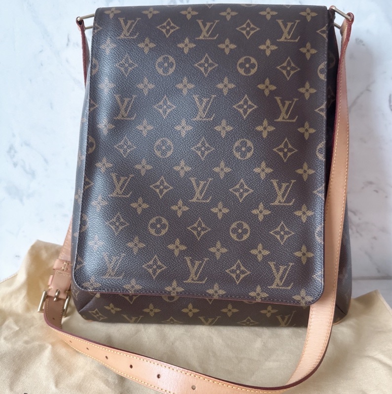 LV 翻蓋斜背包 男生 棕色老花 經典款-18