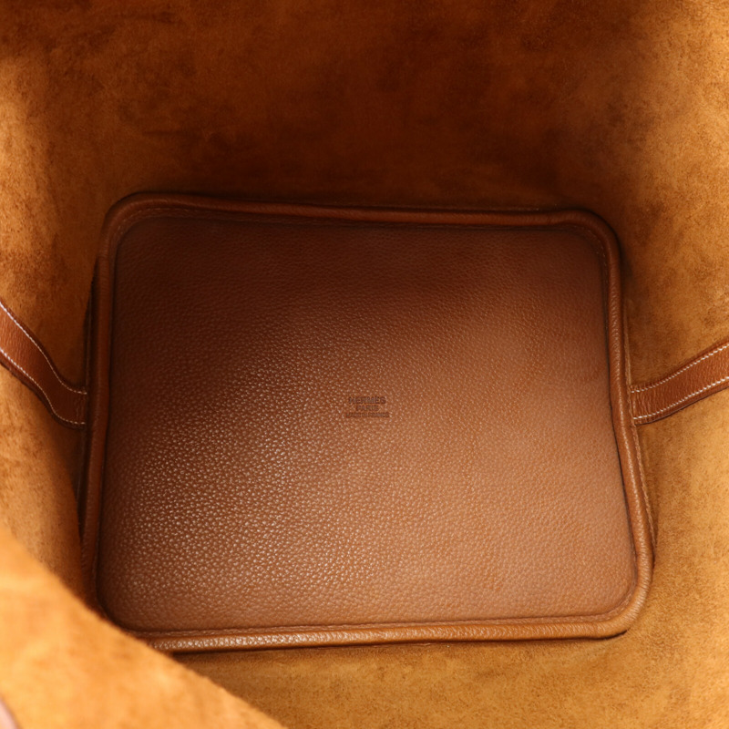 HERMES Barenia皮革Picotin MM金扣手挽袋Gold-4