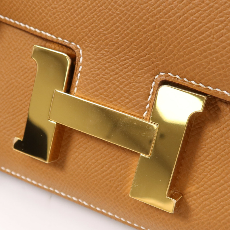 HERMES 牛皮皮革Mini Constance金扣肩背袋-7