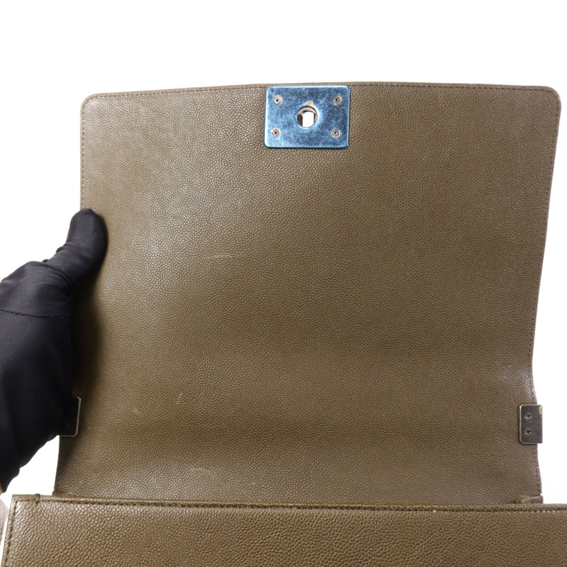 CHANEL 牛皮皮革Boy 28銀扣鏈帶肩背袋-14