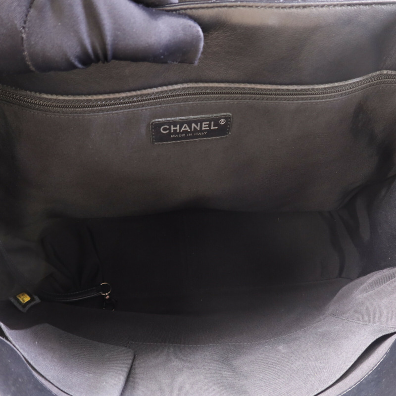 CHANEL 羊皮皮革Classic Flap Tote銀扣鏈帶肩背袋-4