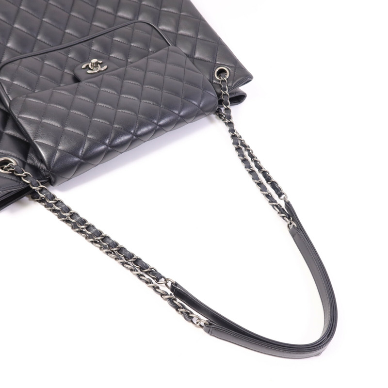CHANEL 羊皮皮革Classic Flap Tote銀扣鏈帶肩背袋-8