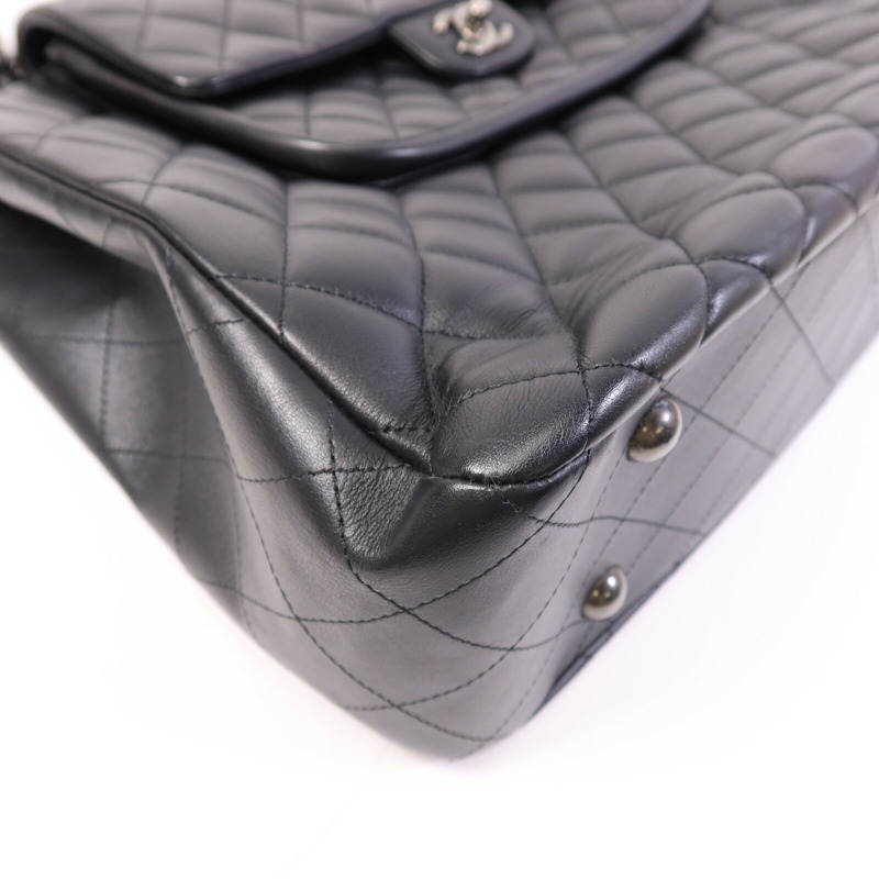 CHANEL 羊皮皮革Classic Flap Tote銀扣鏈帶肩背袋-11