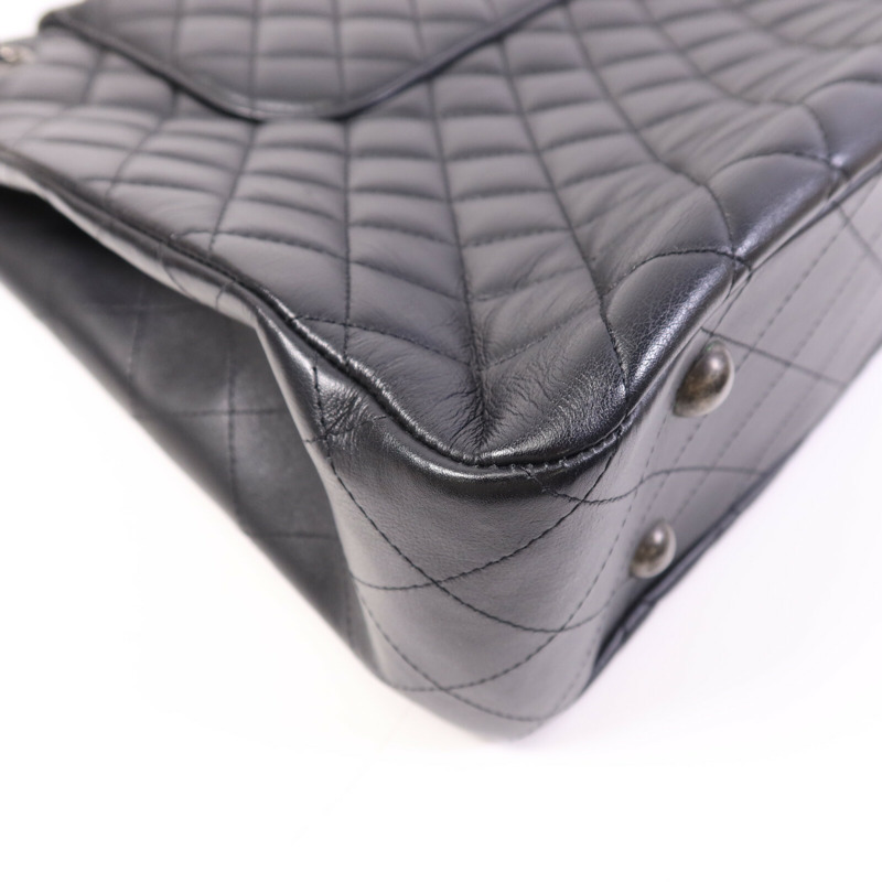 CHANEL 羊皮皮革Classic Flap Tote銀扣鏈帶肩背袋-13