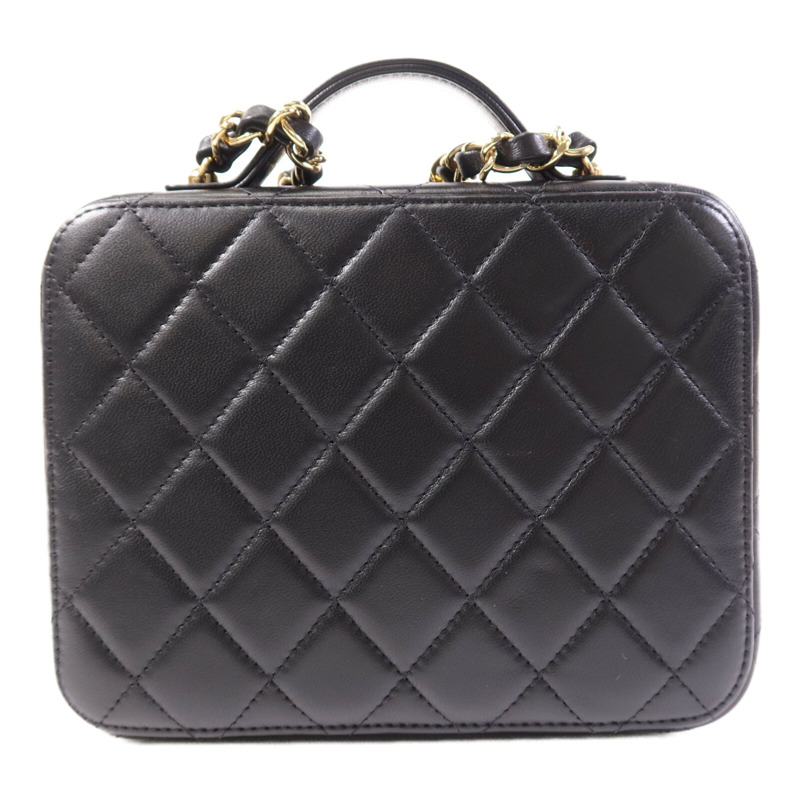 CHANEL 羊皮皮革Vanity Case金扣鏈帶手挽肩背兩用袋-1