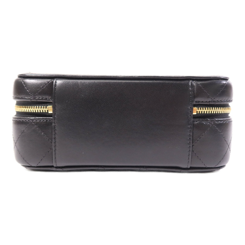 CHANEL 羊皮皮革Vanity Case金扣鏈帶手挽肩背兩用袋-3