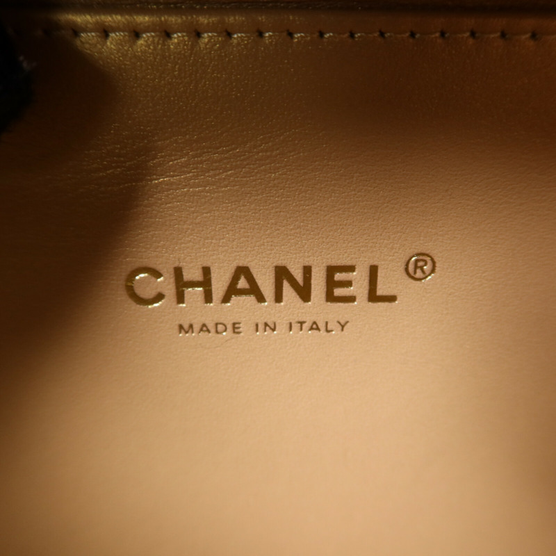 CHANEL 羊皮皮革Vanity Case金扣鏈帶手挽肩背兩用袋-5