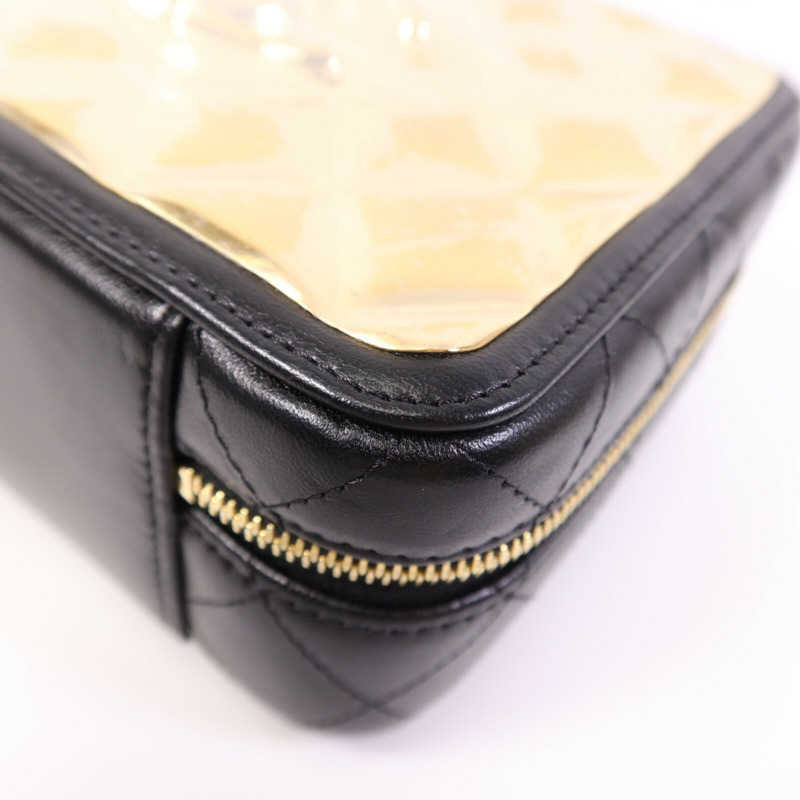 CHANEL 羊皮皮革Vanity Case金扣鏈帶手挽肩背兩用袋-8