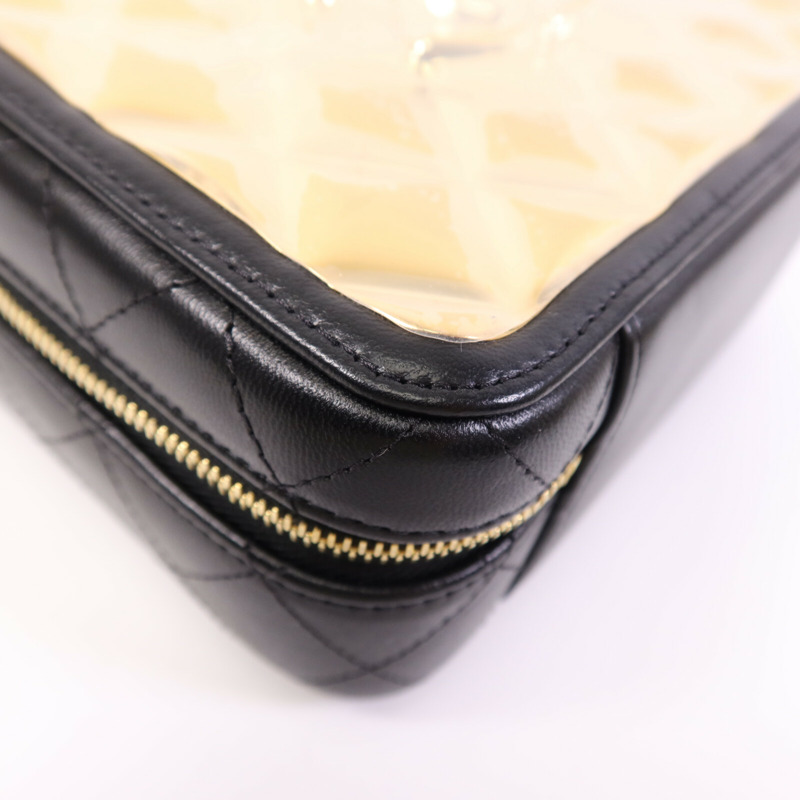 CHANEL 羊皮皮革Vanity Case金扣鏈帶手挽肩背兩用袋-9
