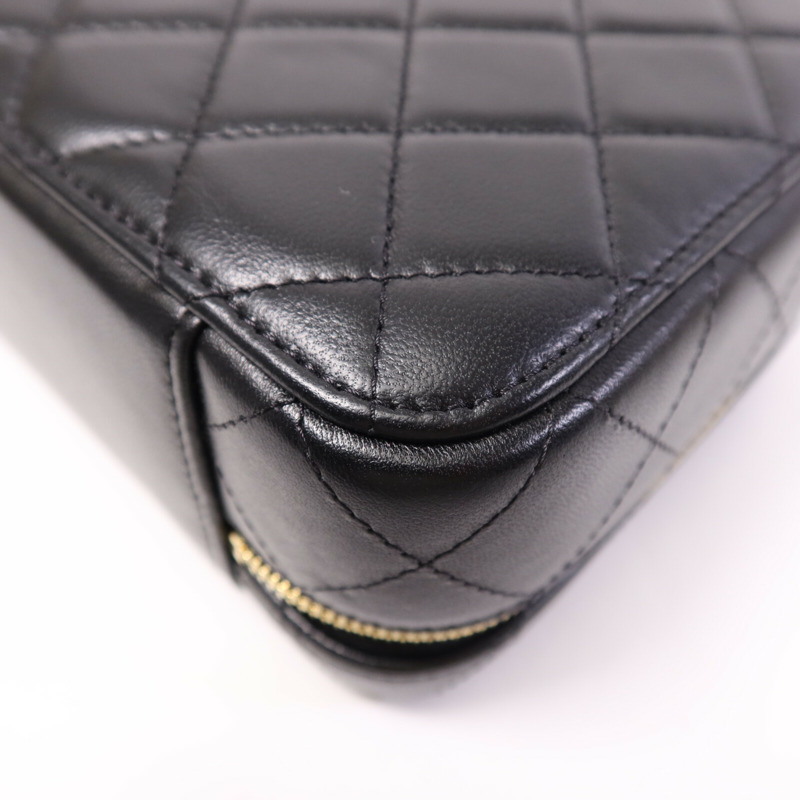 CHANEL 羊皮皮革Vanity Case金扣鏈帶手挽肩背兩用袋-10