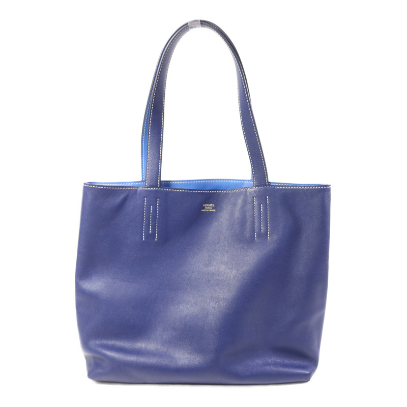 HERMES Swift皮革Double Sens 28手挽袋Bleu Hydra-0