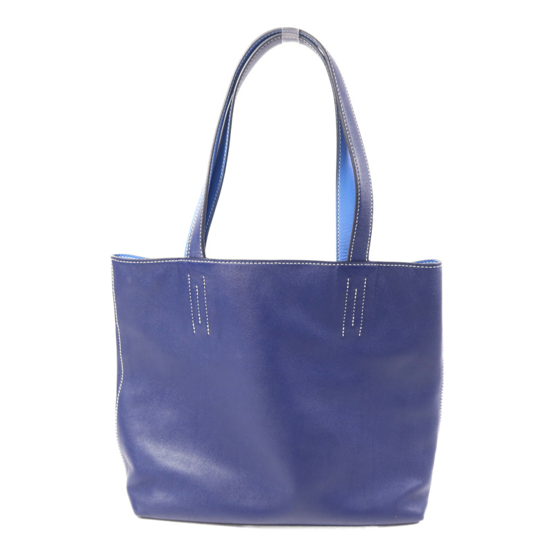 HERMES Swift皮革Double Sens 28手挽袋Bleu Hydra-1