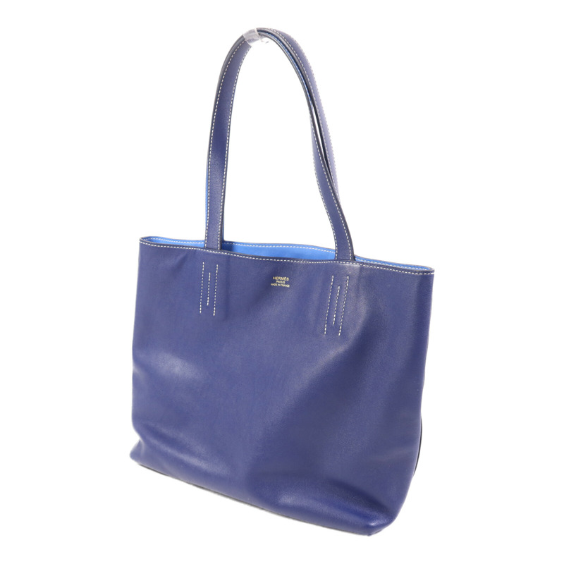 HERMES Swift皮革Double Sens 28手挽袋Bleu Hydra-2