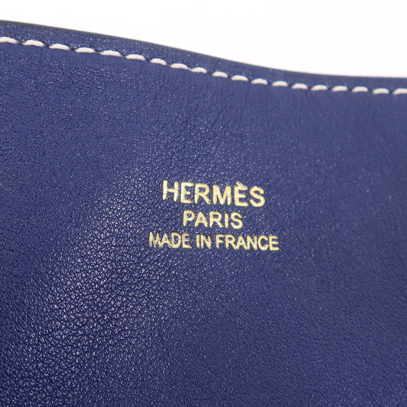 HERMES Swift皮革Double Sens 28手挽袋Bleu Hydra-5
