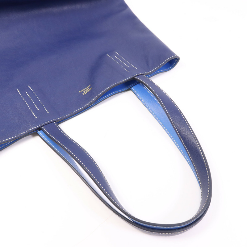 HERMES Swift皮革Double Sens 28手挽袋Bleu Hydra-7