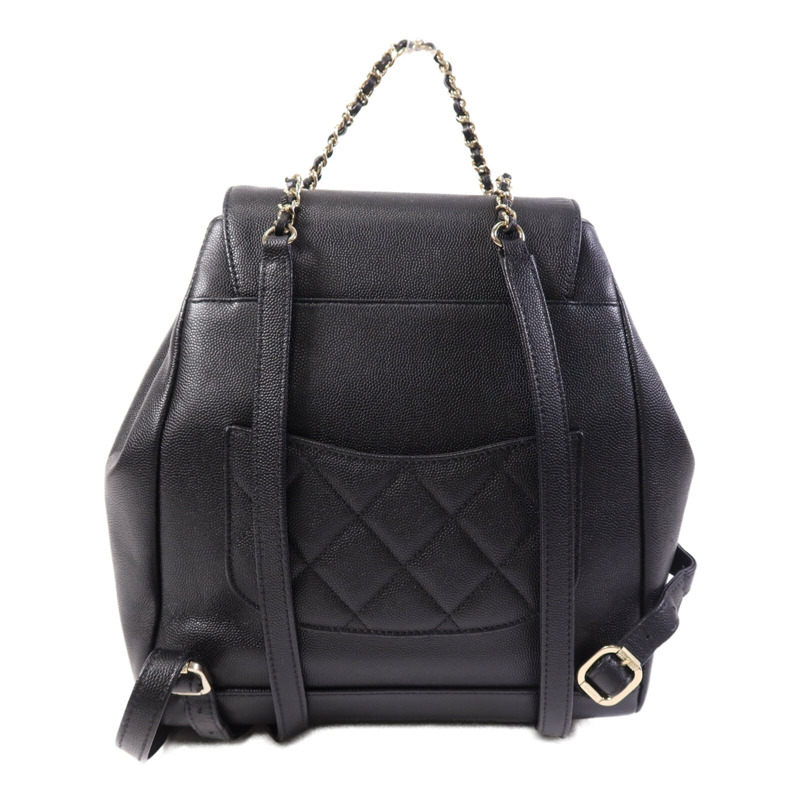 CHANEL 牛皮皮革Backpack金扣鏈帶背包-1