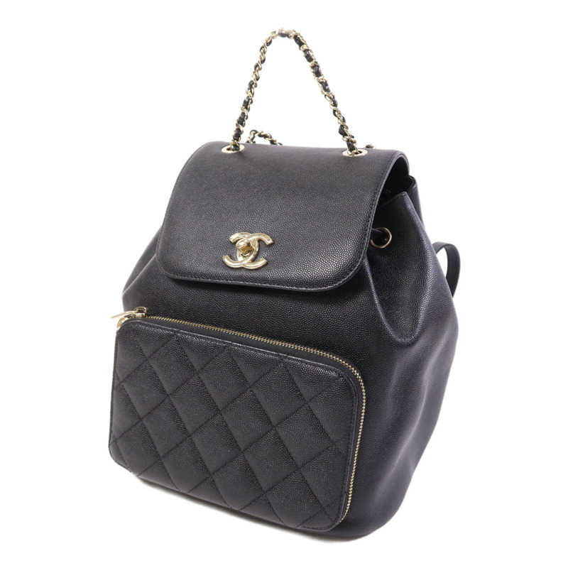 CHANEL 牛皮皮革Backpack金扣鏈帶背包-2