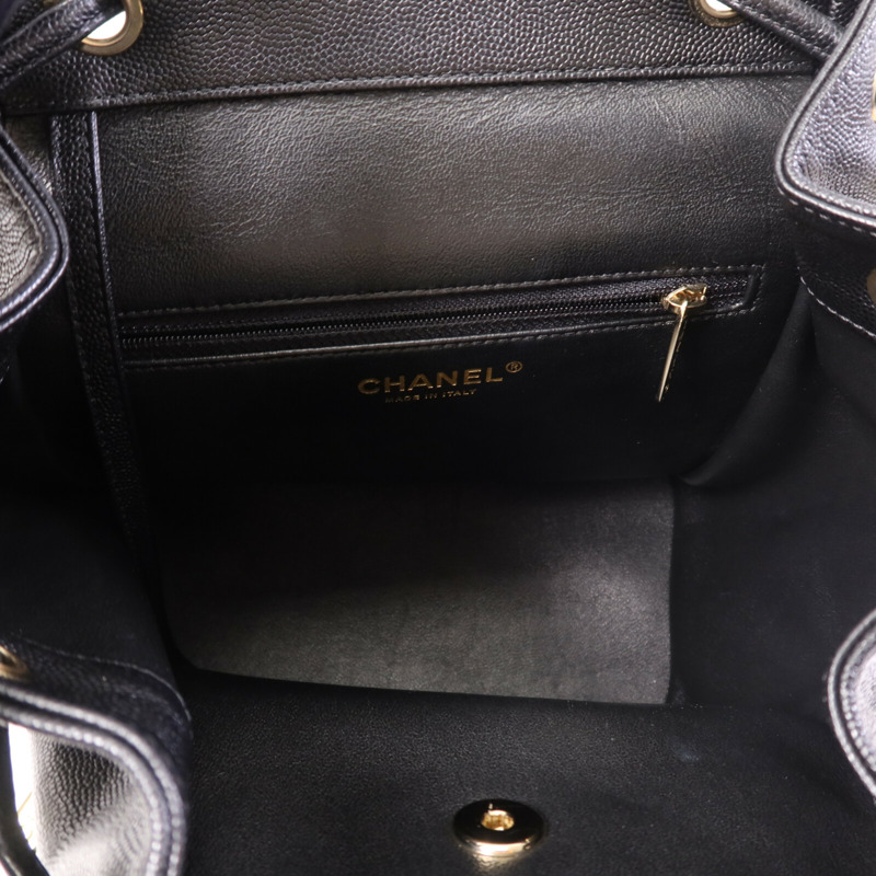 CHANEL 牛皮皮革Backpack金扣鏈帶背包-5