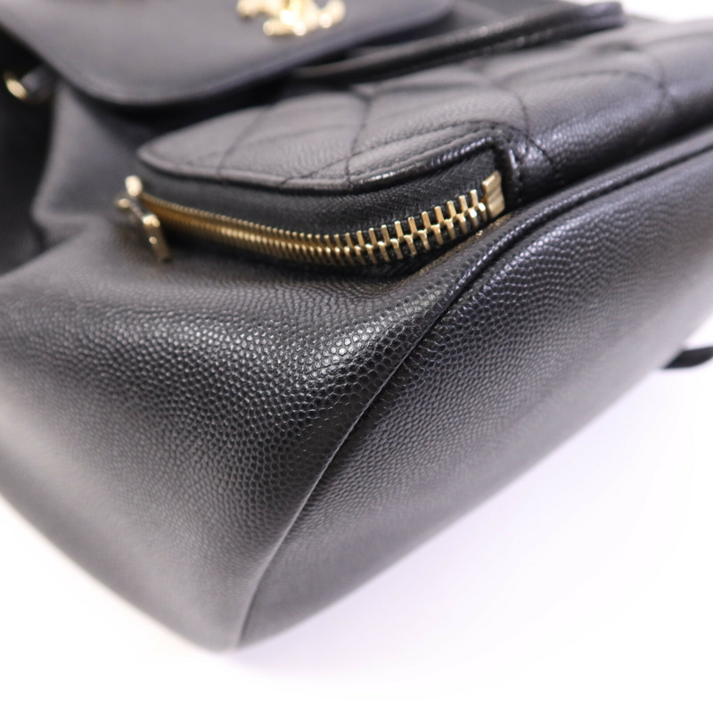 CHANEL 牛皮皮革Backpack金扣鏈帶背包-11