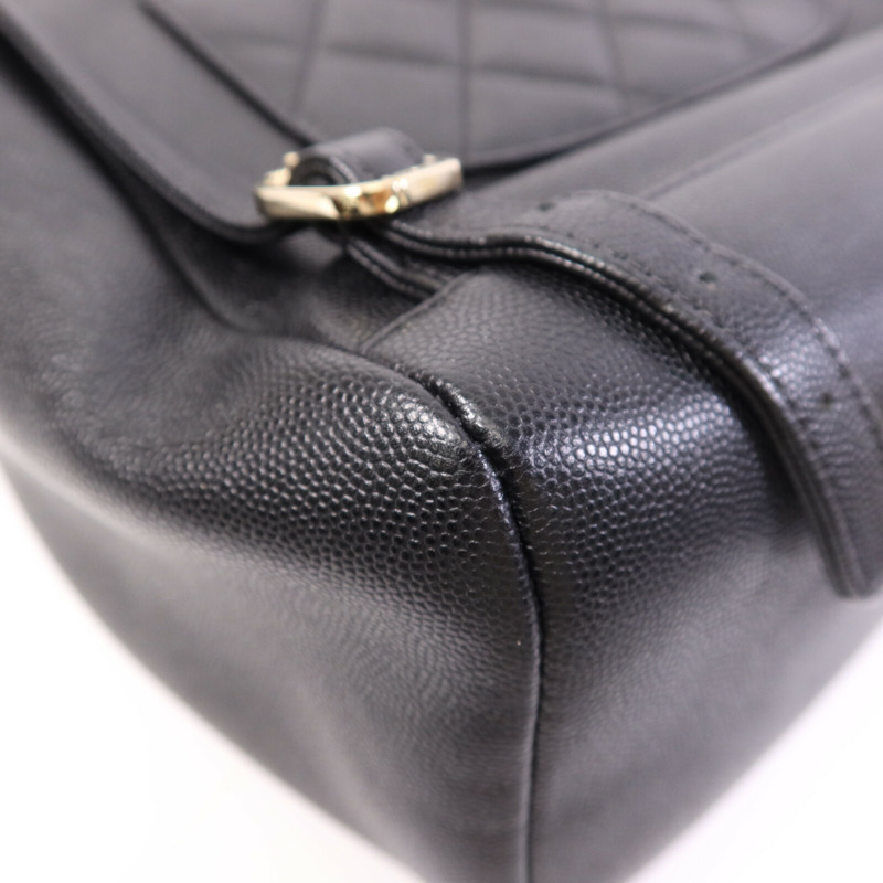 CHANEL 牛皮皮革Backpack金扣鏈帶背包-13