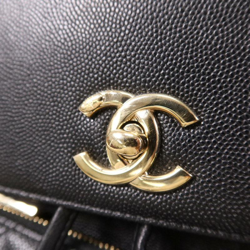 CHANEL 牛皮皮革Backpack金扣鏈帶背包-14