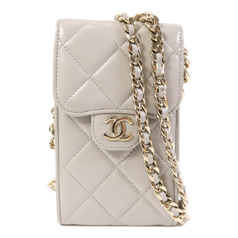 CHANEL 羊皮皮革Chain Shoulder Bag金扣鏈帶肩背袋-0