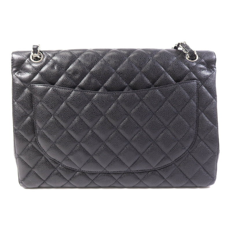 CHANEL 牛皮皮革Maxi Classic銀扣鏈帶肩背袋-1