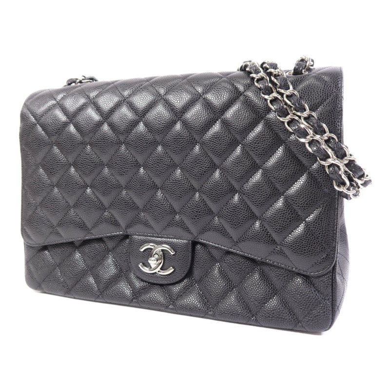 CHANEL 牛皮皮革Maxi Classic銀扣鏈帶肩背袋-2