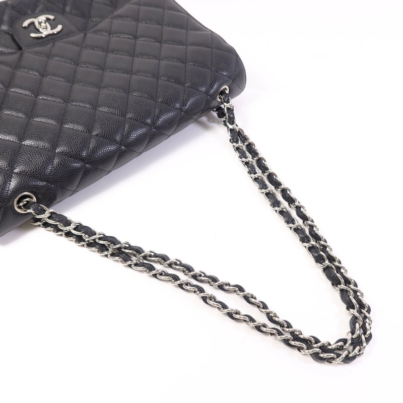 CHANEL 牛皮皮革Maxi Classic銀扣鏈帶肩背袋-8