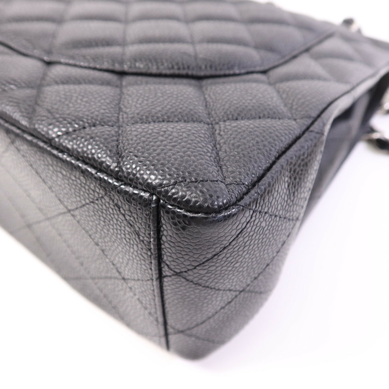 CHANEL 牛皮皮革Maxi Classic銀扣鏈帶肩背袋-12