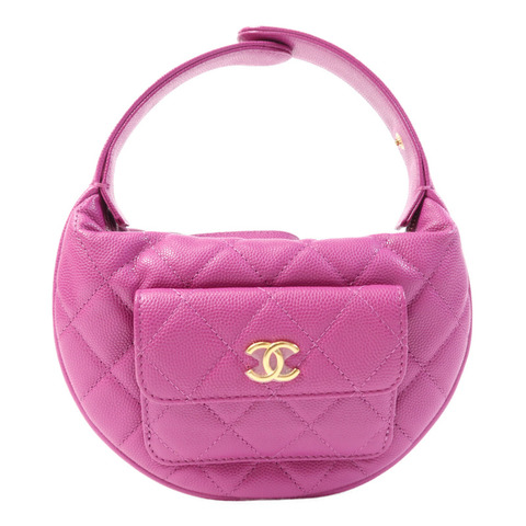 CHANEL 牛皮皮革Hand Bag金扣手挽袋