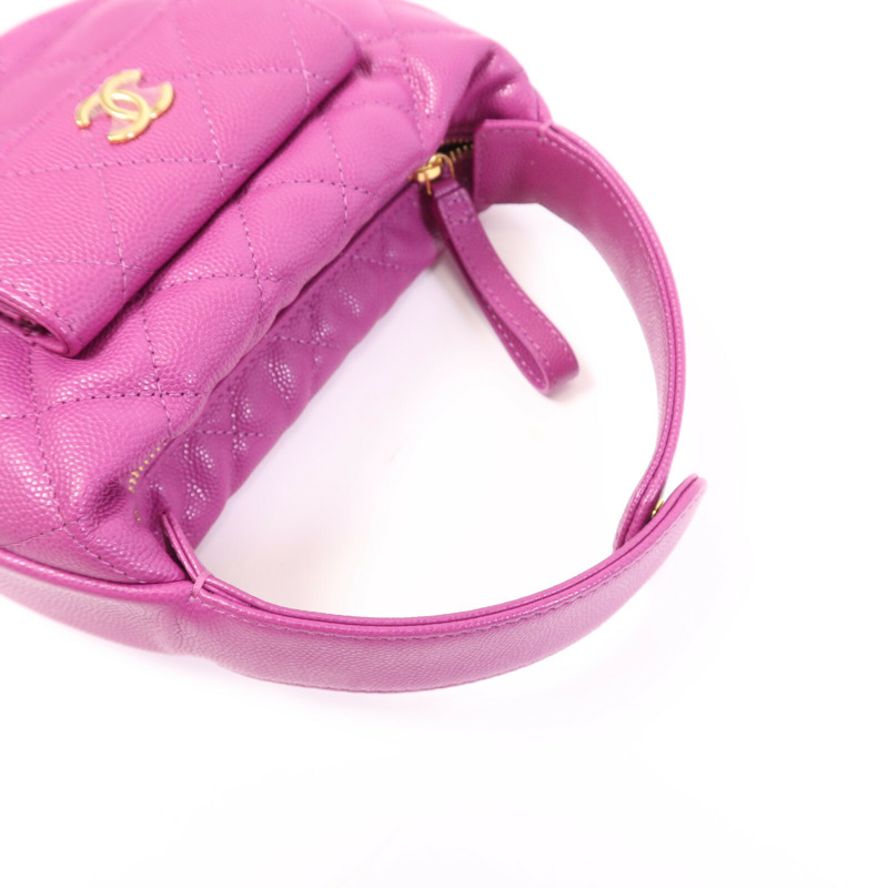 CHANEL 牛皮皮革Hand Bag金扣手挽袋-8