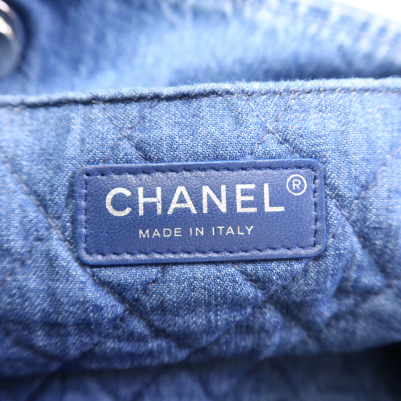 CHANEL 牛仔布Tote Bag銀扣鏈帶手挽袋-5