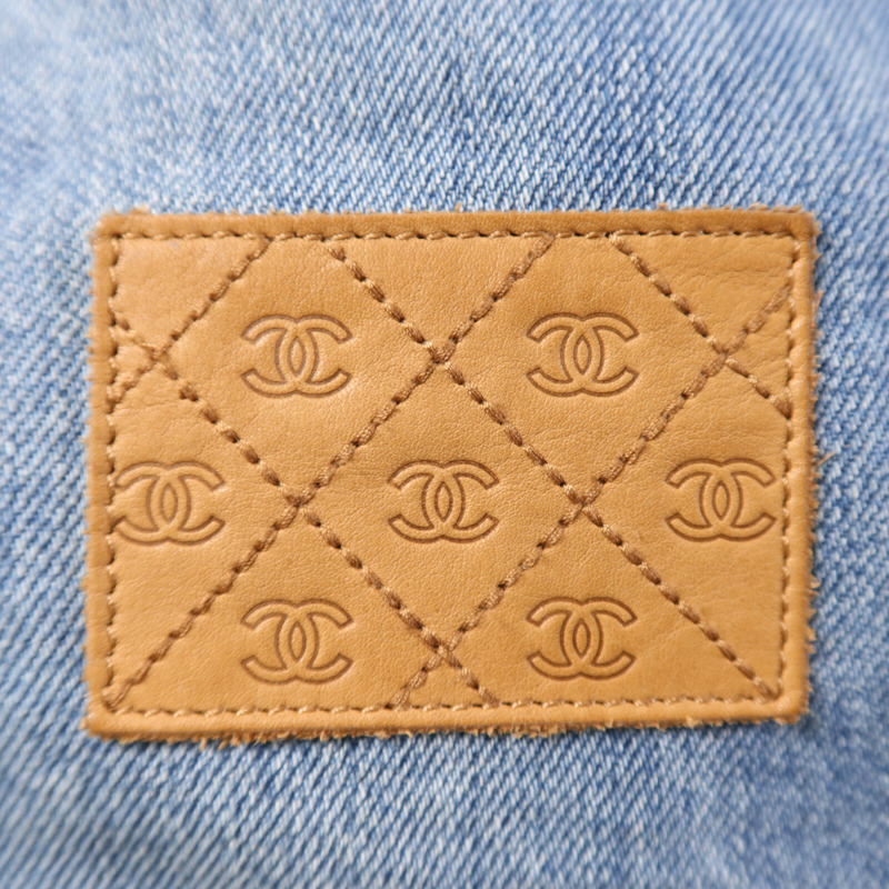 CHANEL 牛仔布Tote Bag銀扣鏈帶手挽袋-14