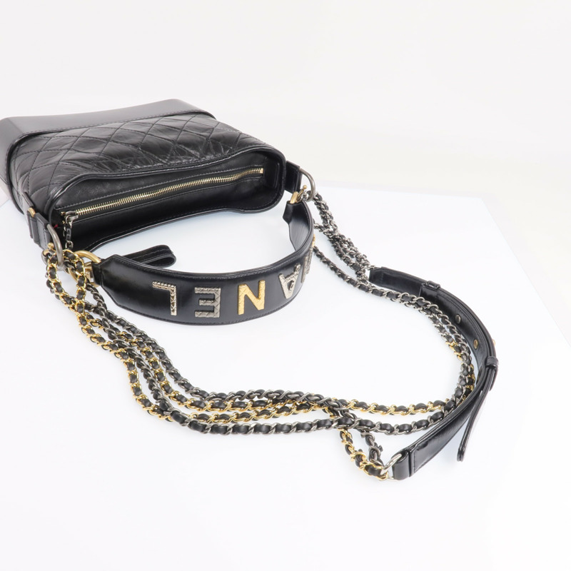 CHANEL 牛皮皮革Gabrielle Medium鏈帶肩背袋-8