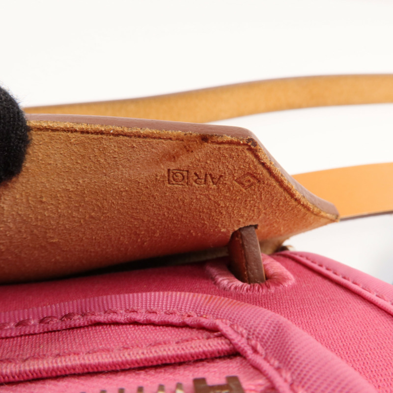 HERMES 帆布Herbag PM銀扣手挽肩背兩用袋Bois de Rose-6