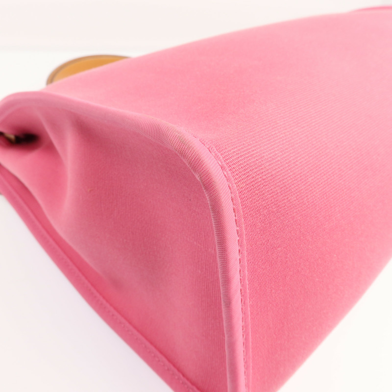 HERMES 帆布Herbag PM銀扣手挽肩背兩用袋Bois de Rose-11