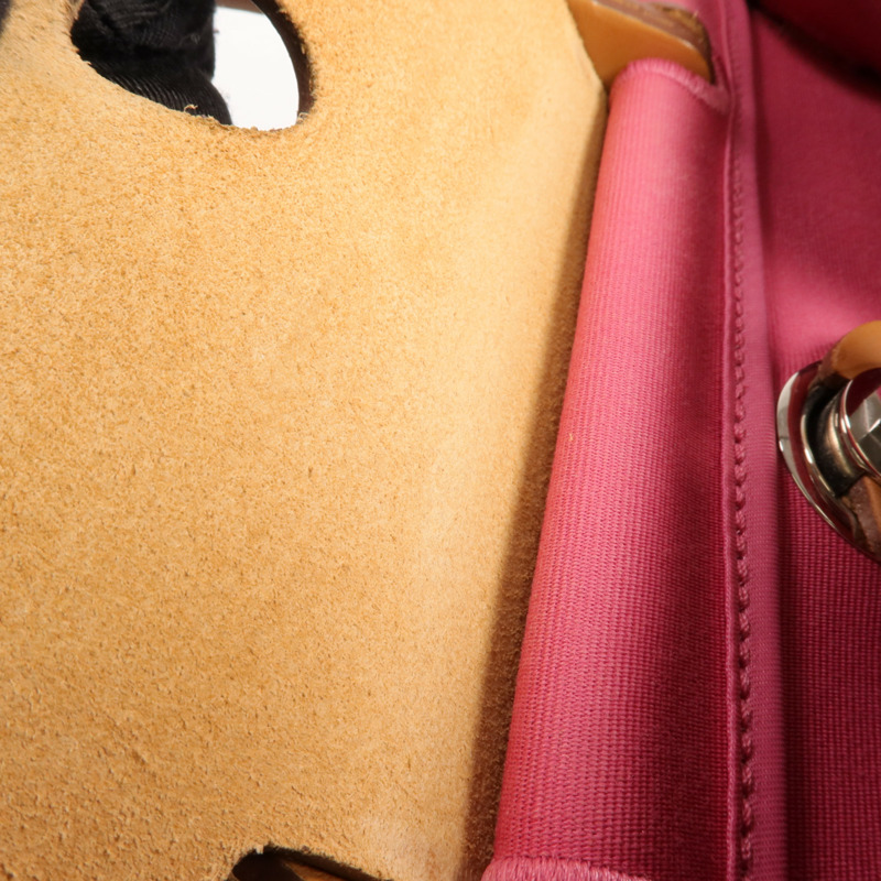 HERMES 帆布Herbag PM銀扣手挽肩背兩用袋Bois de Rose-19