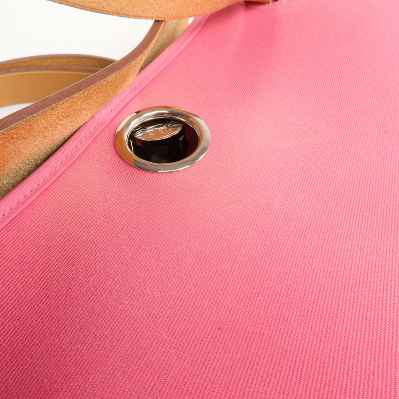 HERMES 帆布Herbag PM銀扣手挽肩背兩用袋Bois de Rose-20