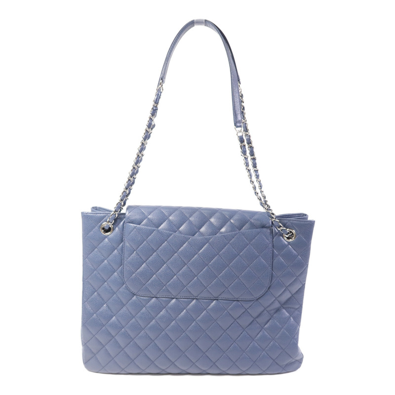 CHANEL 牛皮皮革Tote Bag銀扣鏈帶肩背袋-1