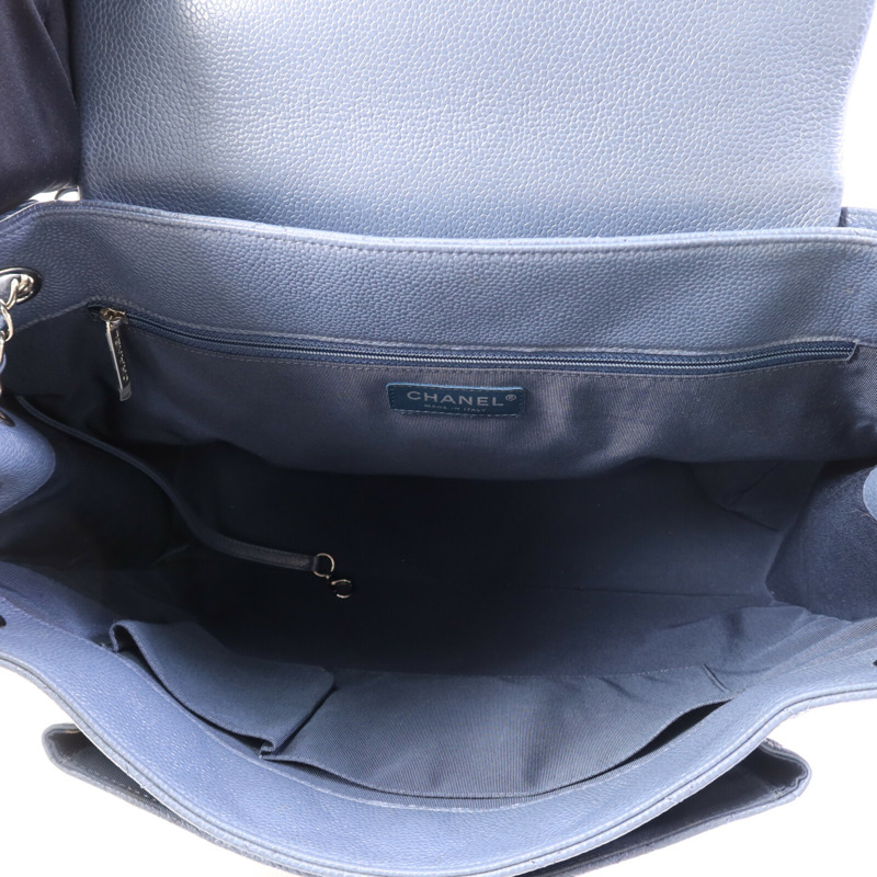 CHANEL 牛皮皮革Tote Bag銀扣鏈帶肩背袋-4