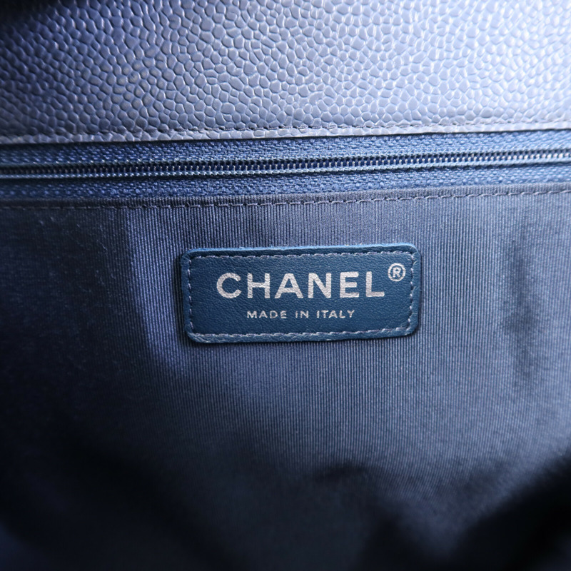 CHANEL 牛皮皮革Tote Bag銀扣鏈帶肩背袋-5