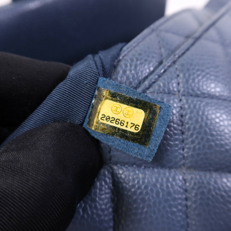 CHANEL 牛皮皮革Tote Bag銀扣鏈帶肩背袋-7