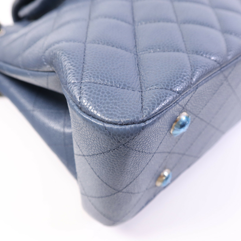 CHANEL 牛皮皮革Tote Bag銀扣鏈帶肩背袋-9