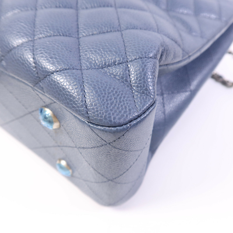 CHANEL 牛皮皮革Tote Bag銀扣鏈帶肩背袋-10