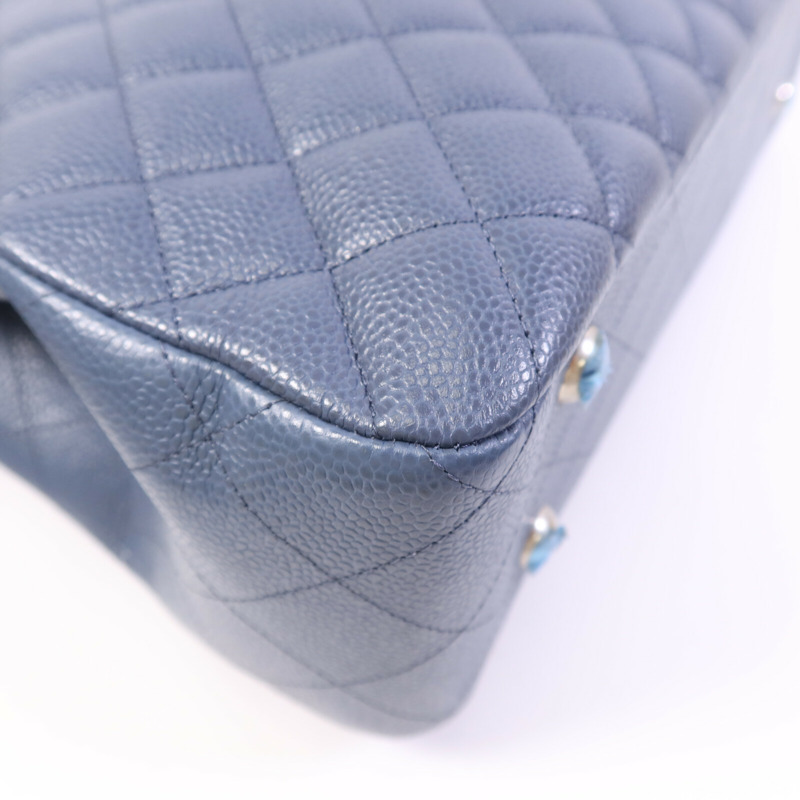 CHANEL 牛皮皮革Tote Bag銀扣鏈帶肩背袋-11