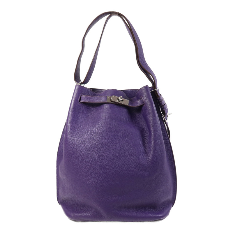 HERMES Togo皮革So Kelly 26銀扣肩背袋Anemone-0
