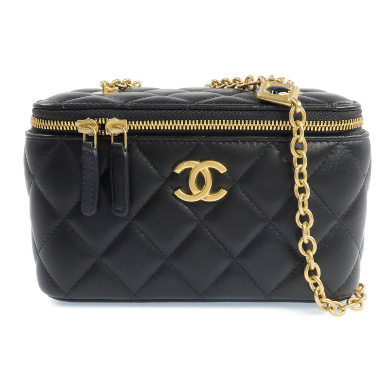 CHANEL 羊皮皮革Vanity Case金扣鏈帶肩背袋-0