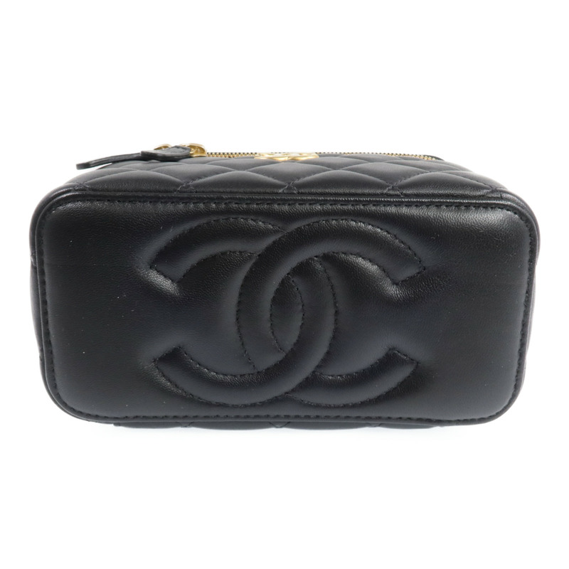 CHANEL 羊皮皮革Vanity Case金扣鏈帶肩背袋-3
