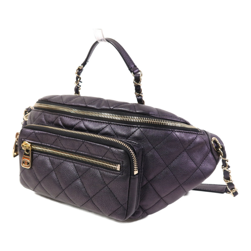 CHANEL 牛皮皮革Belt Bag金扣鏈帶腰包-2